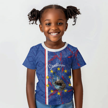 Personalized Santiago Cabo Verde Kid T shirt Map With Farol de Dona Maria Pia
