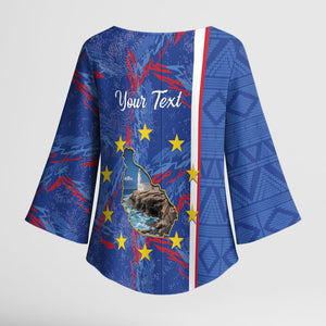 Personalized Santiago Cabo Verde Kimono Sleeve Blouse Map With Farol de Dona Maria Pia