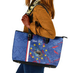 Personalized Santiago Cabo Verde Leather Tote Bag Map With Farol de Dona Maria Pia