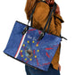 Personalized Santiago Cabo Verde Leather Tote Bag Map With Farol de Dona Maria Pia