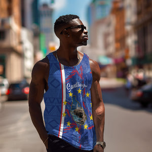 Personalized Santiago Cabo Verde Men Tank Top Map With Farol de Dona Maria Pia
