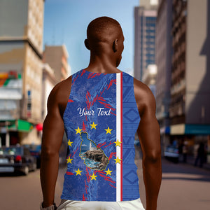 Personalized Santiago Cabo Verde Men Tank Top Map With Farol de Dona Maria Pia