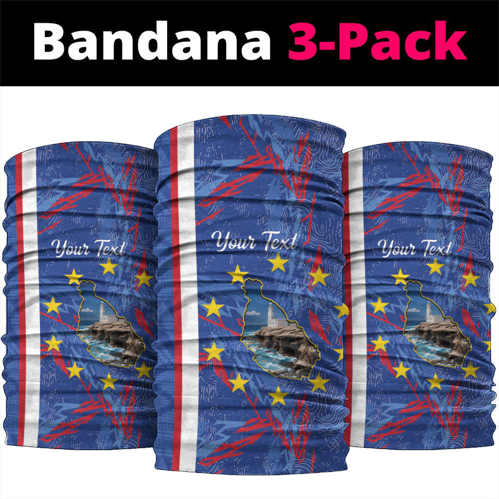 Personalized Santiago Cabo Verde Neck Gaiter Map With Farol de Dona Maria Pia