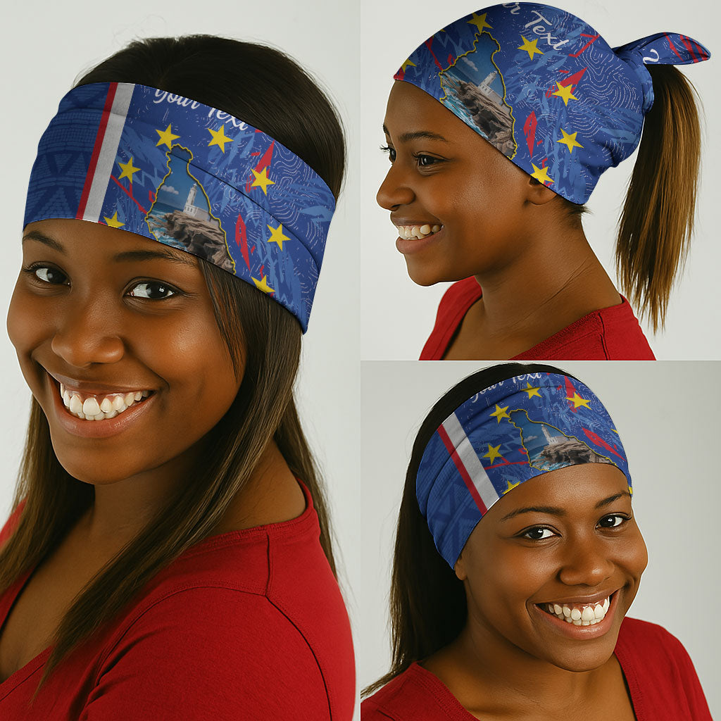 Personalized Santiago Cabo Verde Neck Gaiter Map With Farol de Dona Maria Pia
