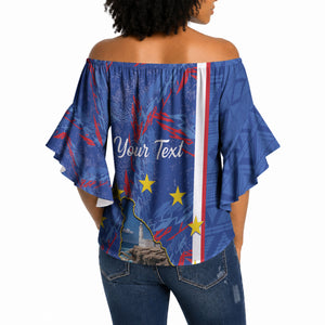 Personalized Santiago Cabo Verde Off Shoulder Wrap Waist Top Map With Farol de Dona Maria Pia