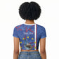 Personalized Santiago Cabo Verde Raglan Cropped T shirt Map With Farol de Dona Maria Pia
