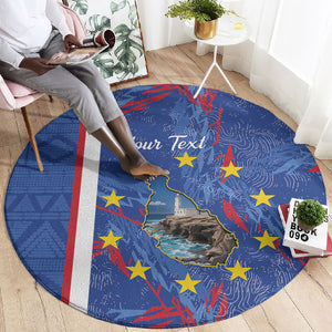 Personalized Santiago Cabo Verde Round Carpet Map With Farol de Dona Maria Pia