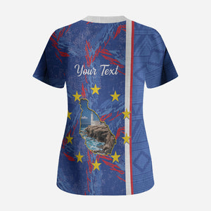 Personalized Santiago Cabo Verde Scrub Top Map With Farol de Dona Maria Pia