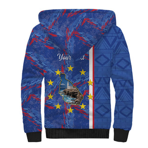 Personalized Santiago Cabo Verde Sherpa Hoodie Map With Farol de Dona Maria Pia