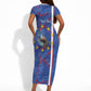 Personalized Santiago Cabo Verde Short Sleeve Bodycon Dress Map With Farol de Dona Maria Pia