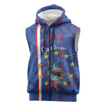 Personalized Santiago Cabo Verde Sleeveless Zip Hoodie Map With Farol de Dona Maria Pia