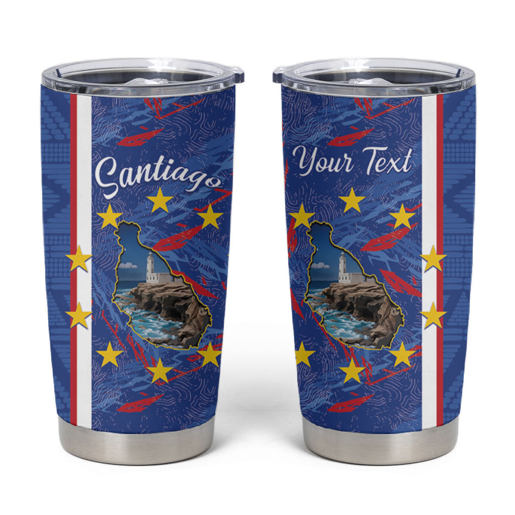 Personalized Santiago Cabo Verde Tumbler Cup Map With Farol de Dona Maria Pia