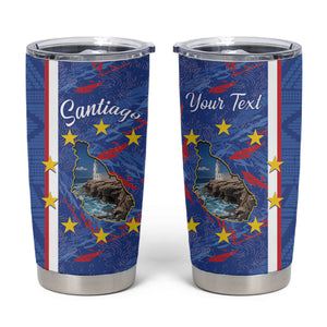 Personalized Santiago Cabo Verde Tumbler Cup Map With Farol de Dona Maria Pia