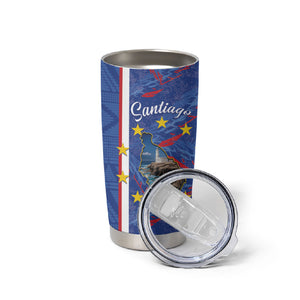 Personalized Santiago Cabo Verde Tumbler Cup Map With Farol de Dona Maria Pia