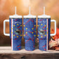 Personalized Santiago Cabo Verde Tumbler With Handle Map With Farol de Dona Maria Pia