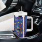 Personalized Santiago Cabo Verde Tumbler With Handle Map With Farol de Dona Maria Pia