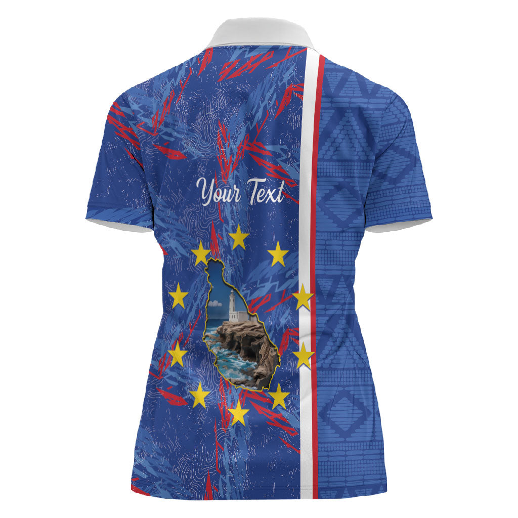 Personalized Santiago Cabo Verde Women Polo Shirt Map With Farol de Dona Maria Pia