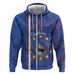 Personalized Santiago Cabo Verde Zip Hoodie Map With Farol de Dona Maria Pia