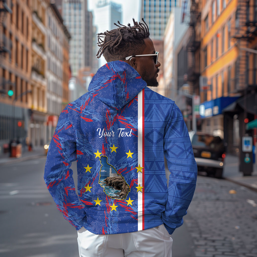 Personalized Santiago Cabo Verde Zip Hoodie Map With Farol de Dona Maria Pia