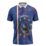 Personalized Santiago Cabo Verde Zipper Polo Shirt Map With Farol de Dona Maria Pia