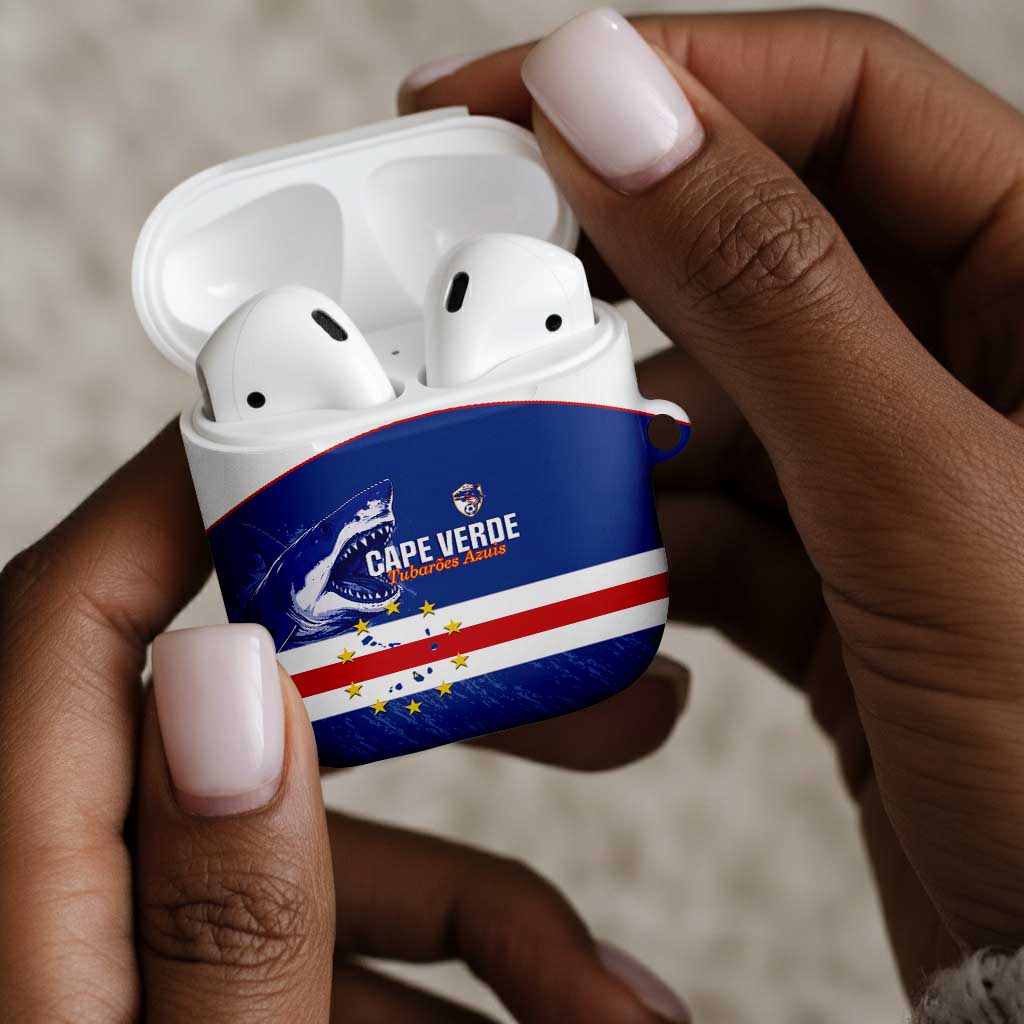 Cape Verde Football AirPods Case Come On Tubaroes Azuis Shark
