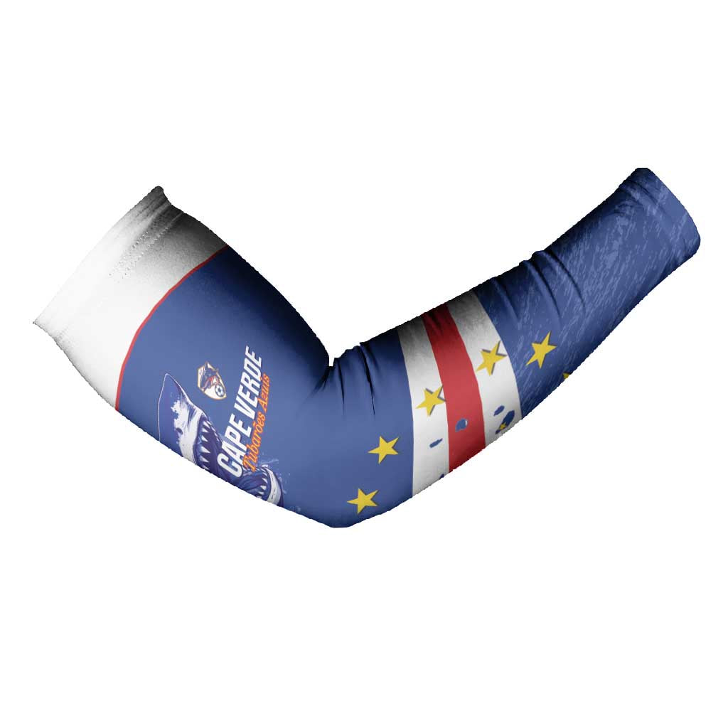 Cape Verde Football Custom Arm Sleeves Come On Tubaroes Azuis Shark