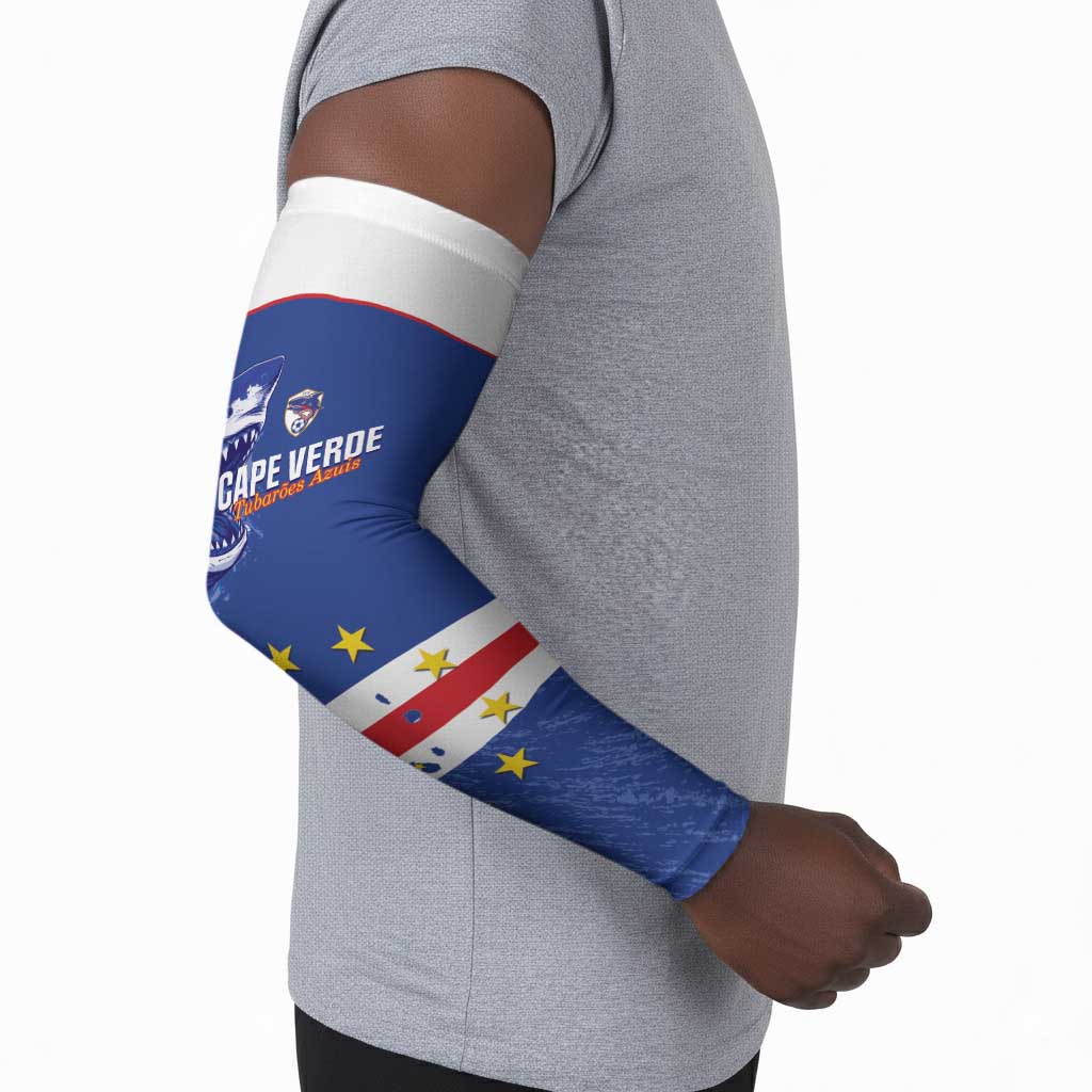 Cape Verde Football Custom Arm Sleeves Come On Tubaroes Azuis Shark