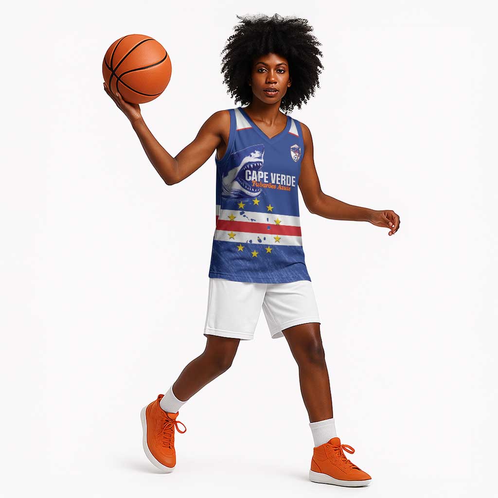 Cape Verde Football Custom Basketball Jersey Come On Tubaroes Azuis Shark - African Pride