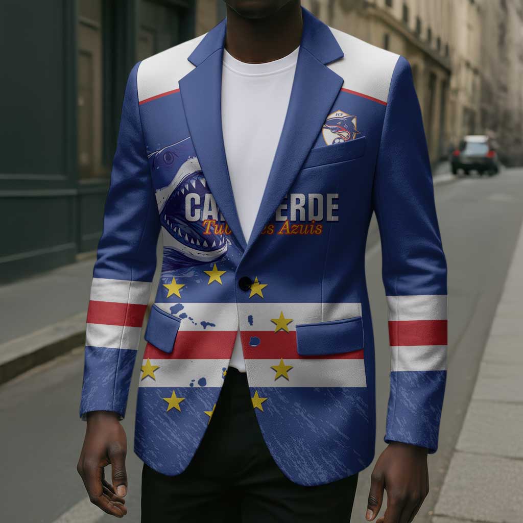 Cape Verde Football Custom Blazer Come On Tubaroes Azuis Shark