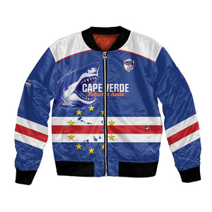 Cape Verde Football Custom Bomber Jacket Come On Tubaroes Azuis Shark - African Pride