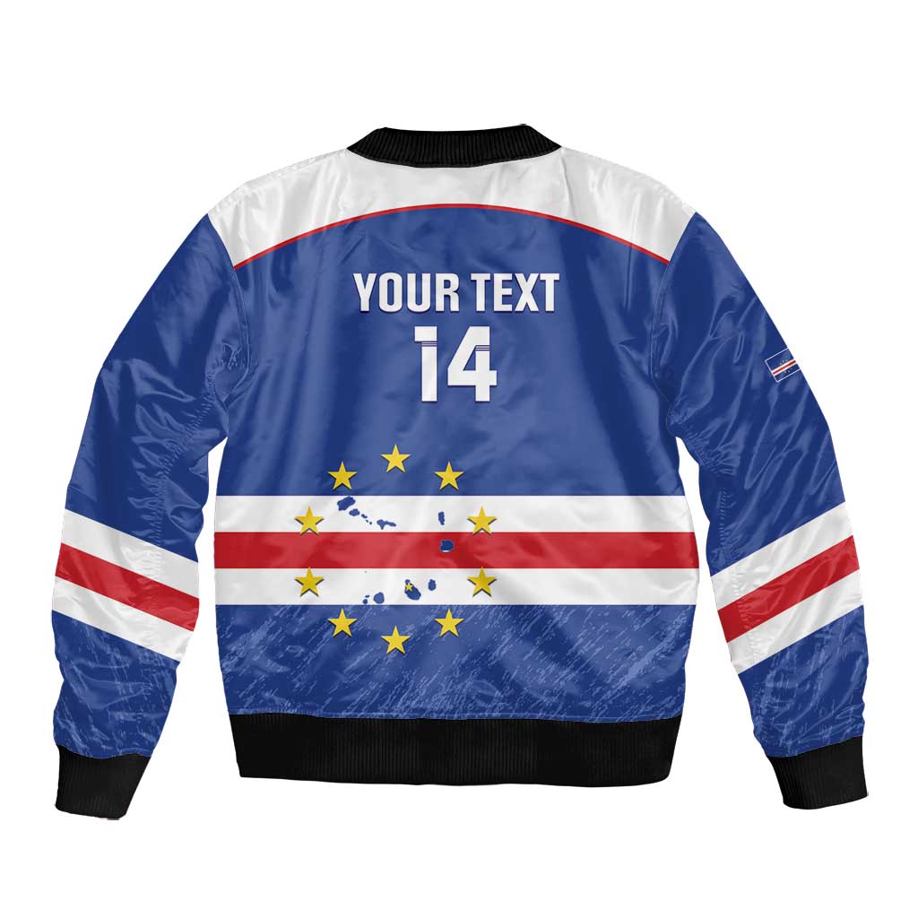 Cape Verde Football Custom Bomber Jacket Come On Tubaroes Azuis Shark - African Pride