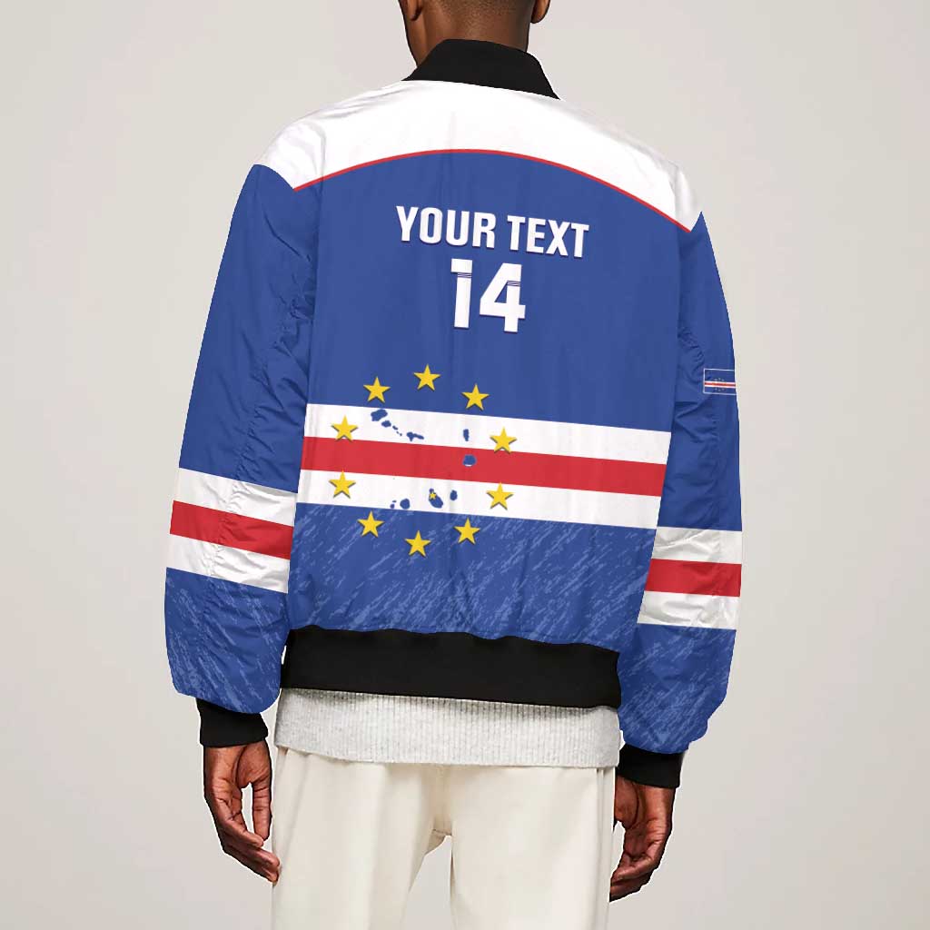 Cape Verde Football Custom Bomber Jacket Come On Tubaroes Azuis Shark - African Pride
