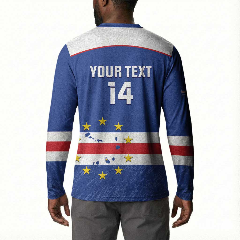 Cape Verde Football Custom Button Sweatshirt Come On Tubaroes Azuis Shark