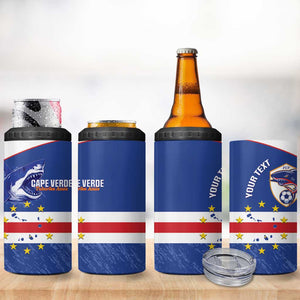Cape Verde Football Custom 4 in 1 Can Cooler Tumbler Come On Tubaroes Azuis Shark - African Pride