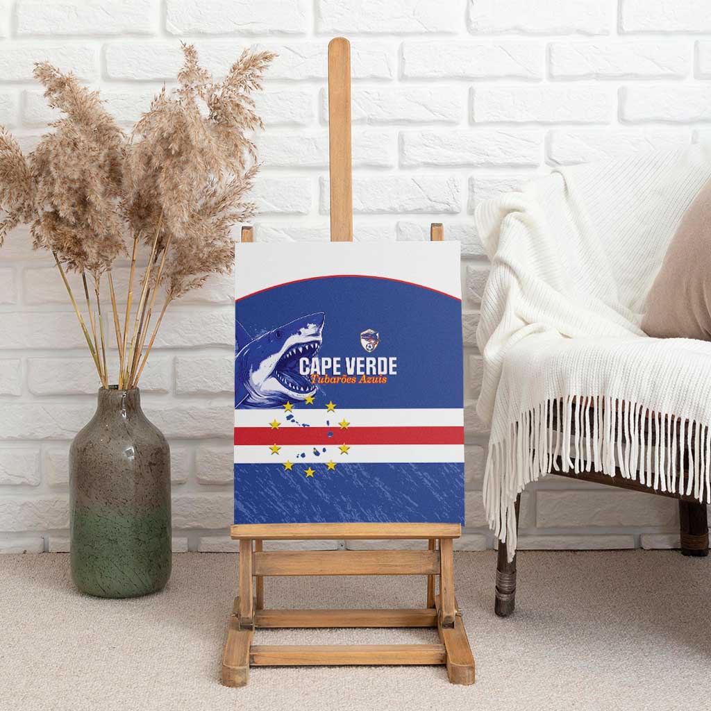 Cape Verde Football Canvas Wall Art Come On Tubaroes Azuis Shark - African Pride