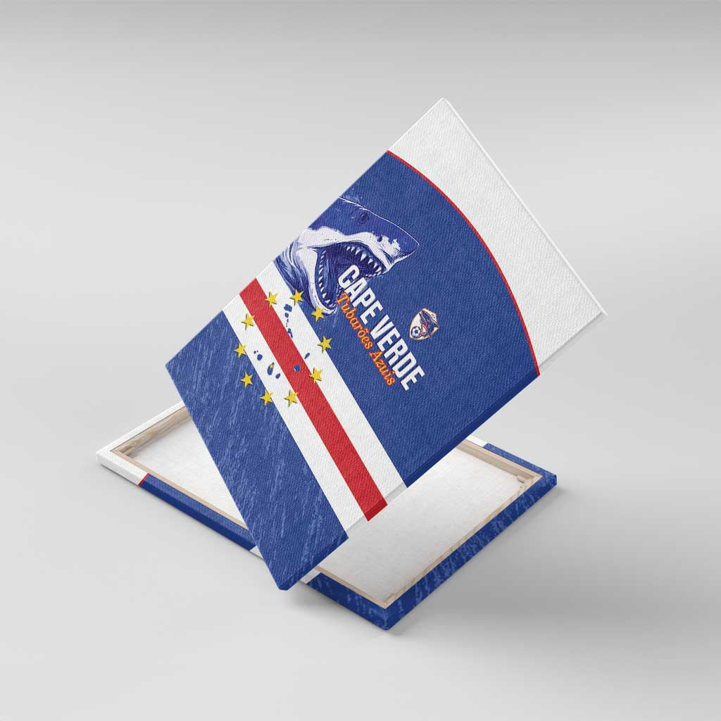 Cape Verde Football Canvas Wall Art Come On Tubaroes Azuis Shark - African Pride