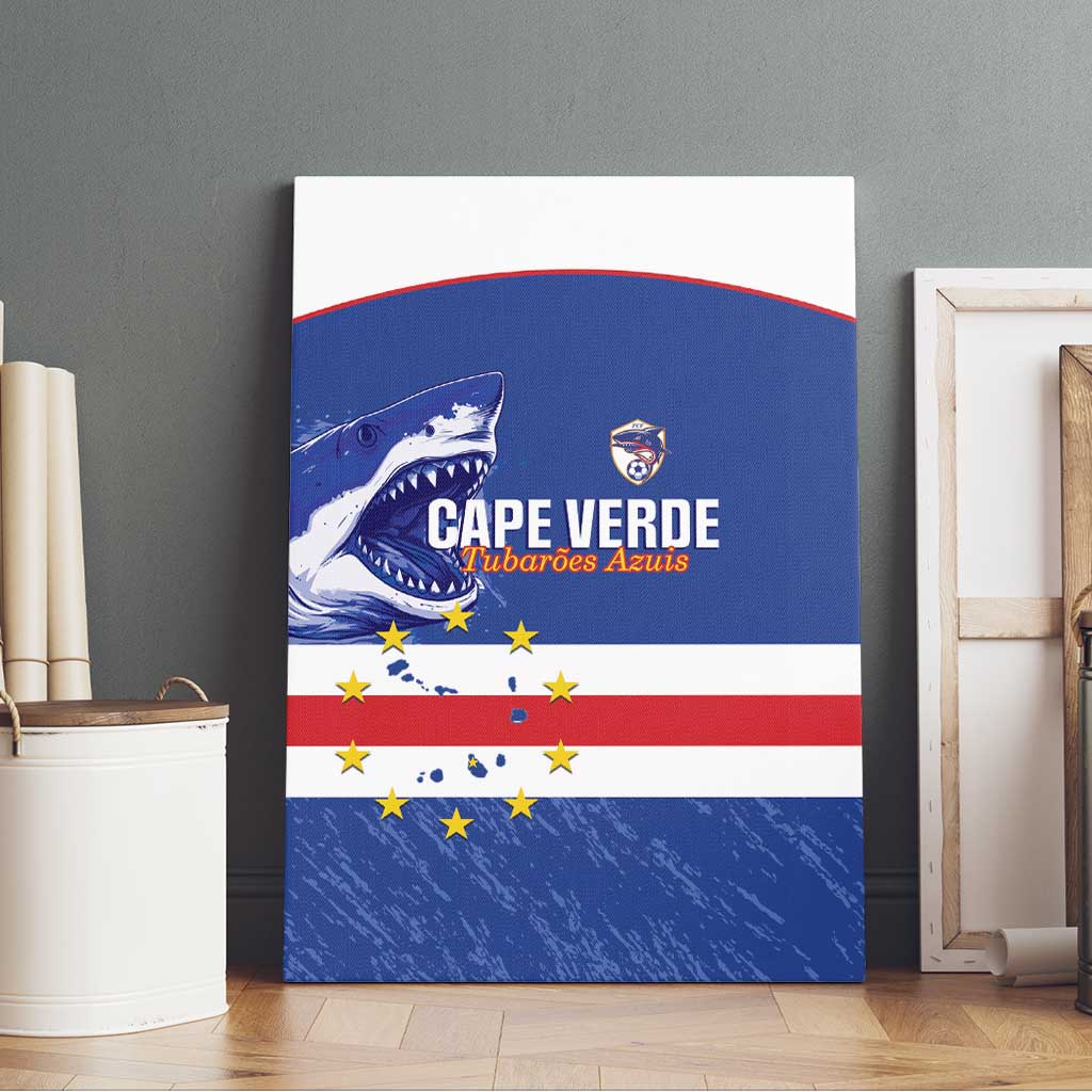 Cape Verde Football Canvas Wall Art Come On Tubaroes Azuis Shark - African Pride