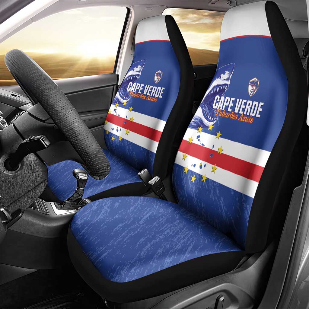 Cape Verde Football Car Seat Cover Come On Tubaroes Azuis Shark - African Pride