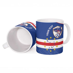 Cape Verde Football Custom Ceramic Mug Come On Tubaroes Azuis Shark