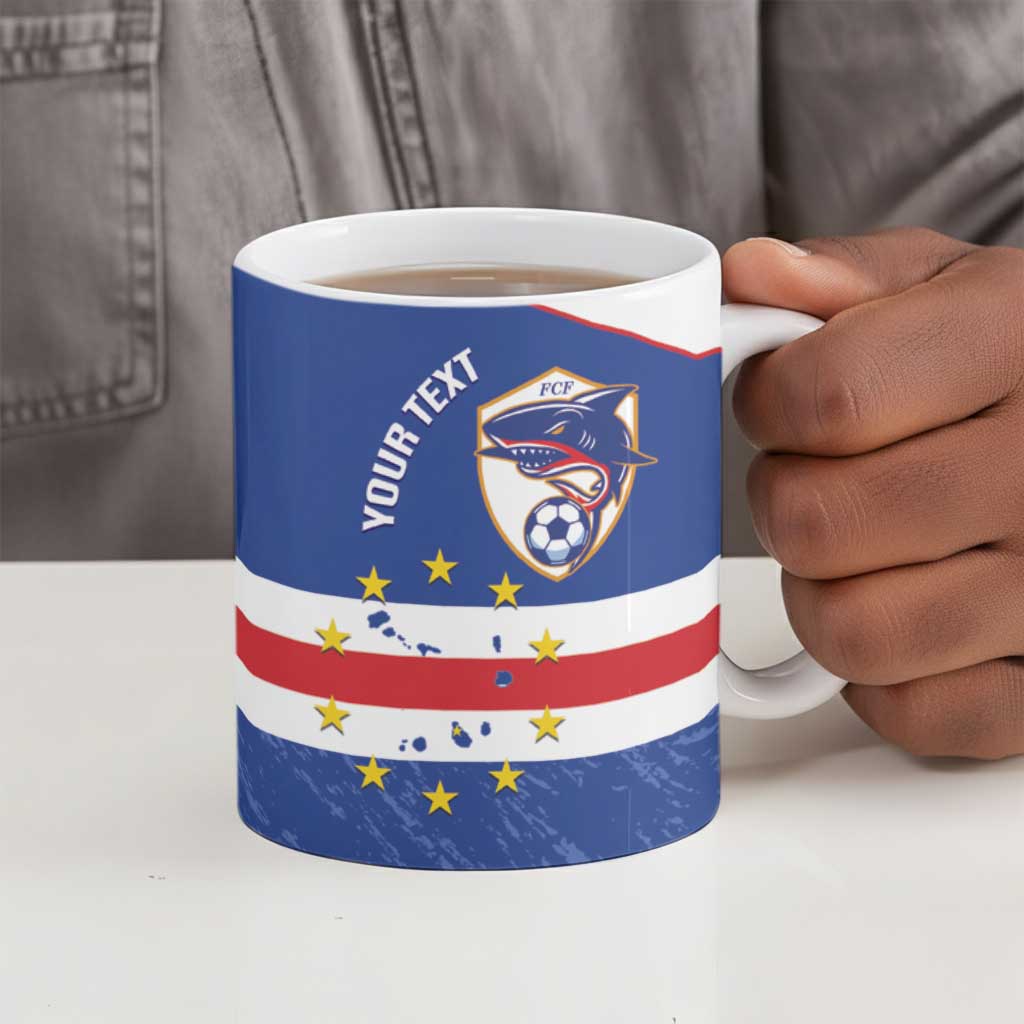 Cape Verde Football Custom Ceramic Mug Come On Tubaroes Azuis Shark