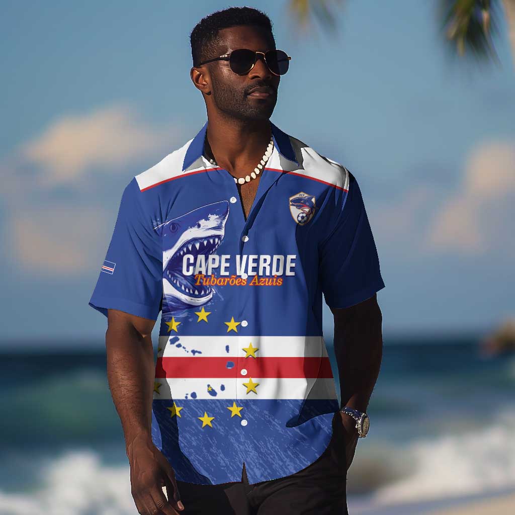Cape Verde Football Custom Hawaiian Shirt Come On Tubaroes Azuis Shark - African Pride
