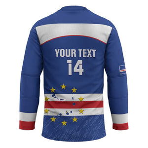 Cape Verde Football Custom Hockey Jersey Come On Tubaroes Azuis Shark