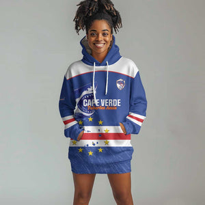 Cape Verde Football Custom Hoodie Dress Come On Tubaroes Azuis Shark - African Pride