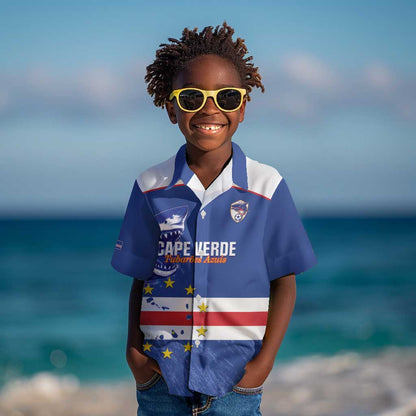 Cape Verde Football Custom Kid Hawaiian Shirt Come On Tubaroes Azuis Shark - African Pride