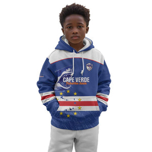 Cape Verde Football Custom Kid Hoodie Come On Tubaroes Azuis Shark - African Pride