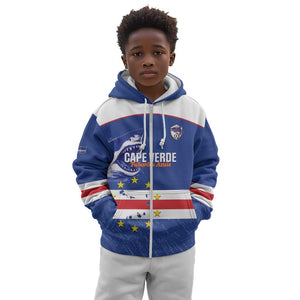 Cape Verde Football Custom Kid Hoodie Come On Tubaroes Azuis Shark - African Pride