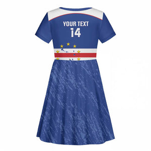Cape Verde Football Custom Kid Short Sleeve Dress Come On Tubaroes Azuis Shark - African Pride