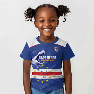 Cape Verde Football Custom Kid T shirt Come On Tubaroes Azuis Shark - undefined