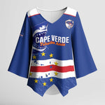 Cape Verde Football Custom Kimono Sleeve Blouse Come On Tubaroes Azuis Shark