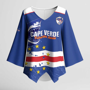 Cape Verde Football Custom Kimono Sleeve Blouse Come On Tubaroes Azuis Shark